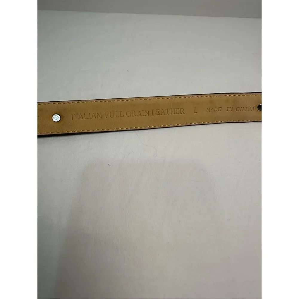 Woolrich 1’ Italian leather brown belt with silver accents size 38”. #5-1094